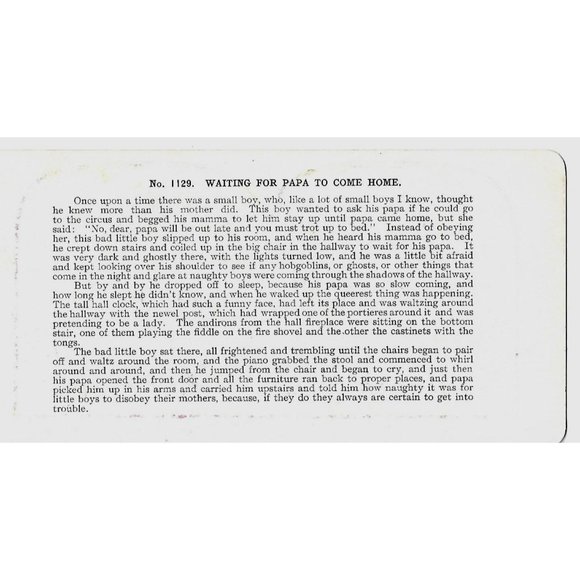 Antique Stereoscope Card Waiting for Papa to Come Home Child - Picture 3 of 3